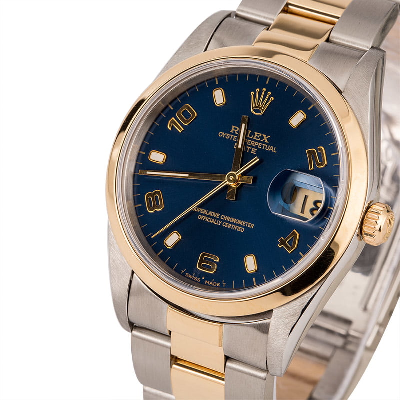 Pre Owned Rolex Date 15203 Blue Arabic Dial