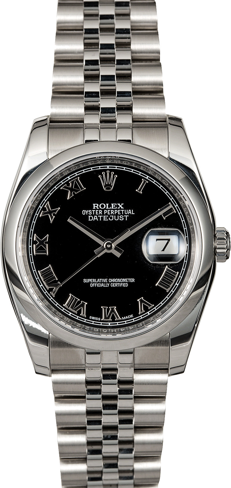 rolex datejust black dial roman numerals