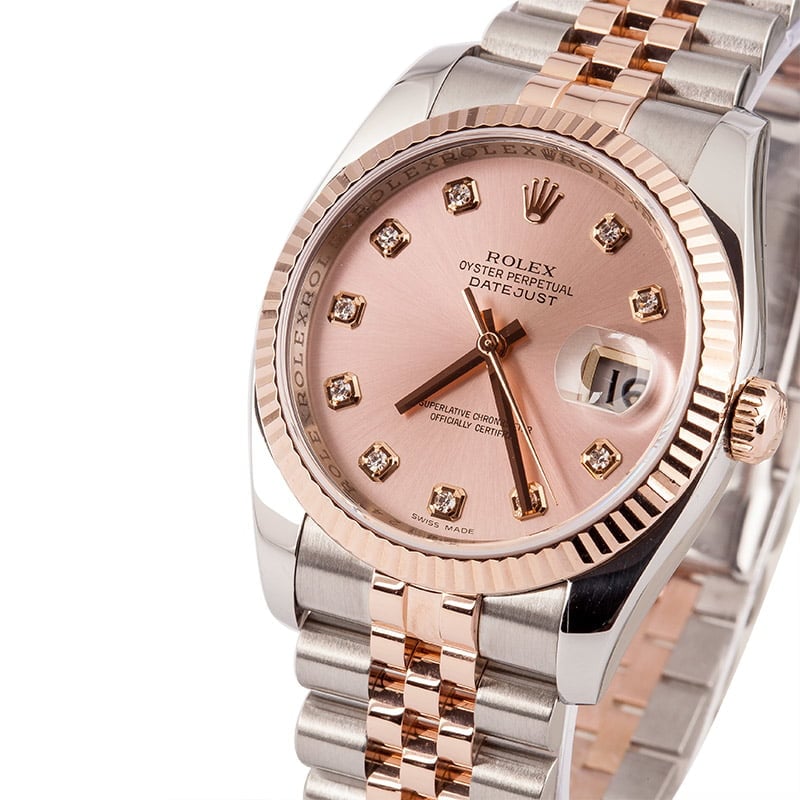 Rolex Two Tone Datejust 116231 Pink Diamond Dial