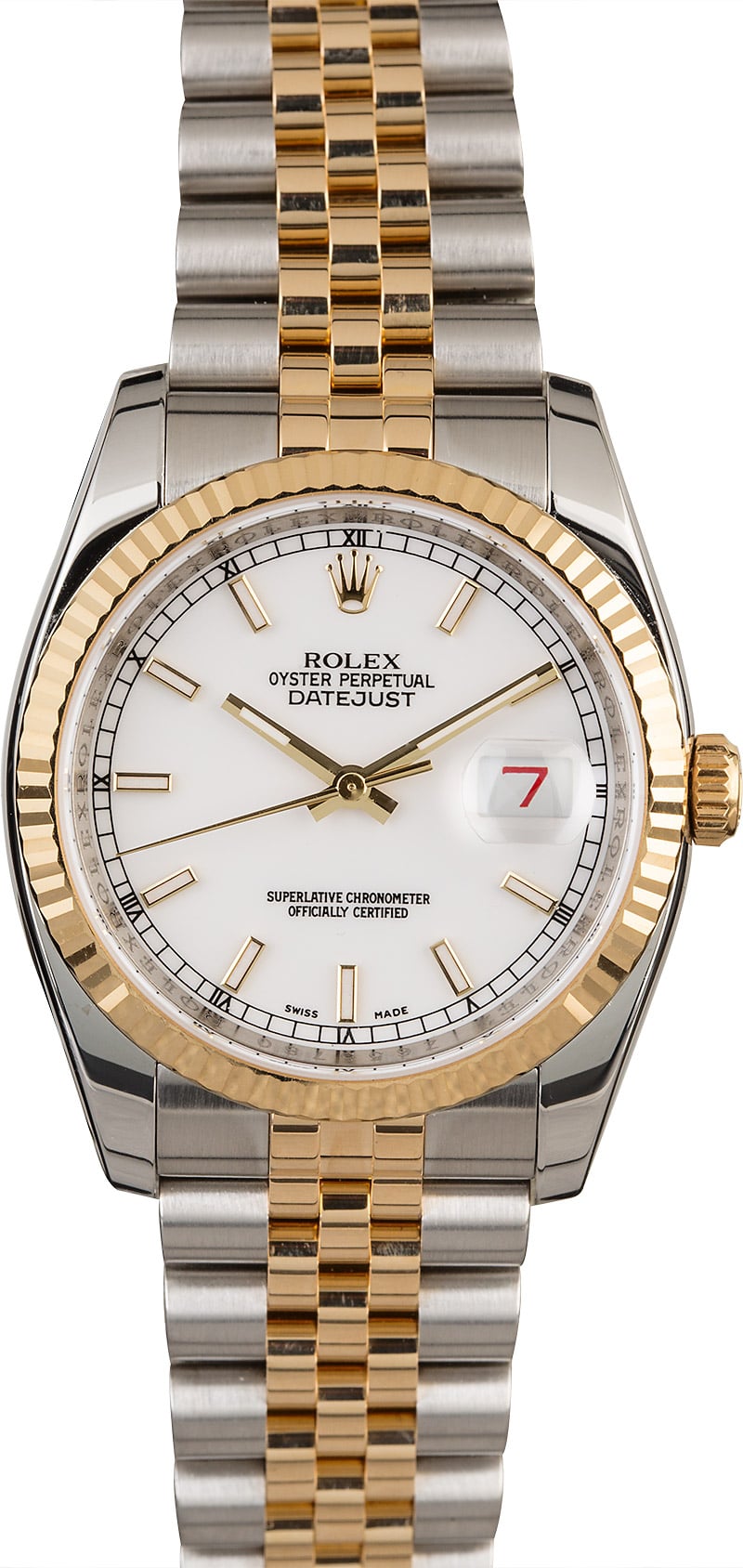 rolex datejust two tone white dial