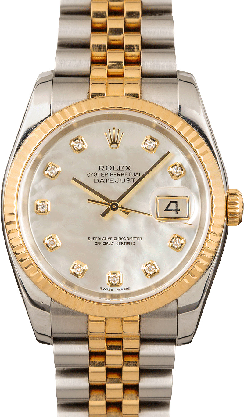 モックス・ダイアモンド Rolex Datejust 116233 Factory Onyx Diamond Dial 18K/SS 36MM