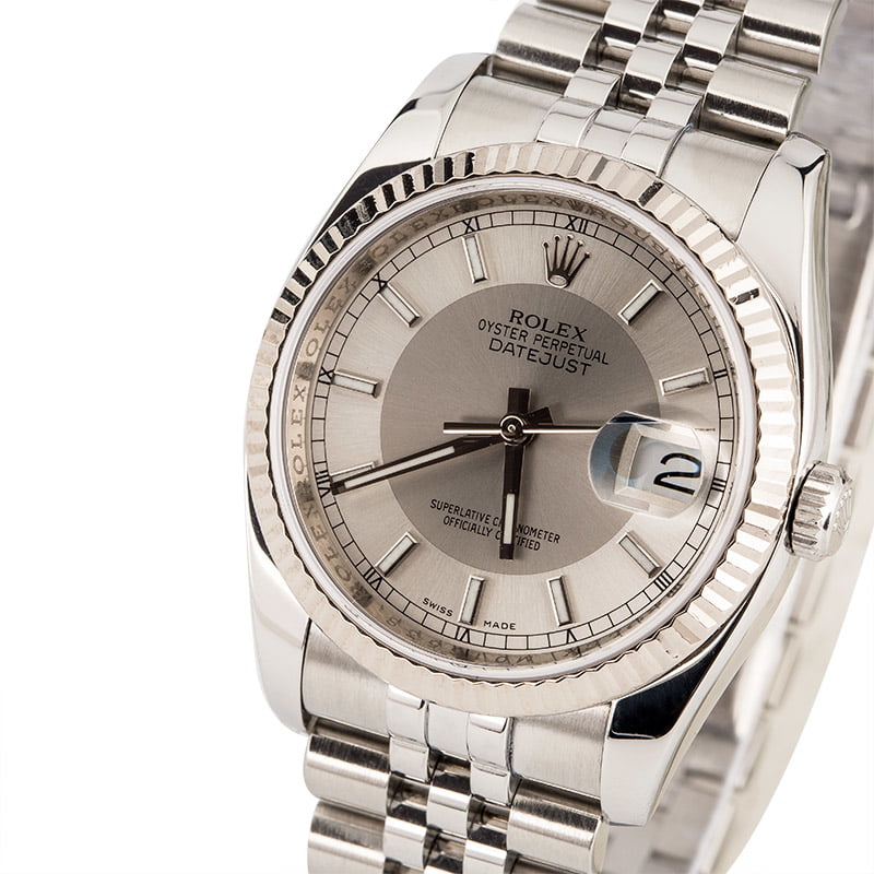 PreOwned Rolex Datejust 116234 Silver Tuxedo Dial