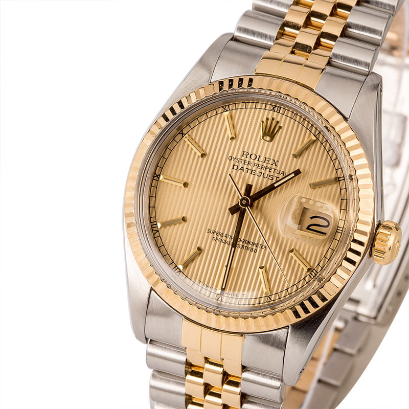 Rolex 16013 Datejust Champagne Tapestry Dial