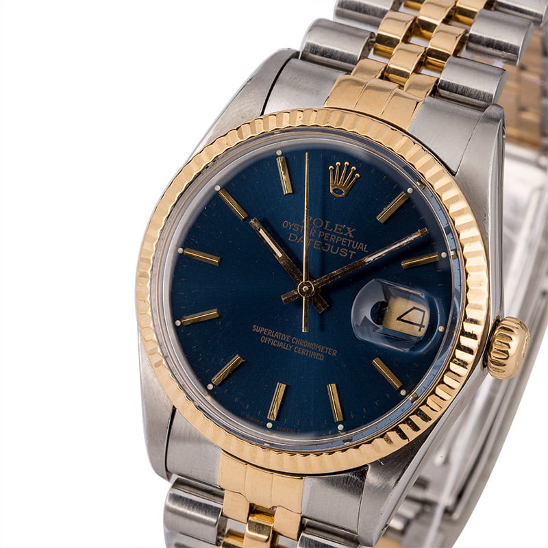 Pre-Owned Rolex Datejust 16013 Two Tone Blue Dial