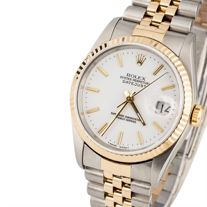 Rolex Datejust 16233 Two Tone White Index Dial