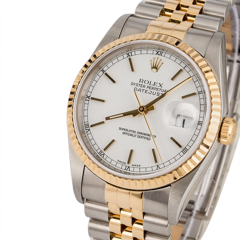 Rolex Datejust 16233 Two Tone with White Index Dial