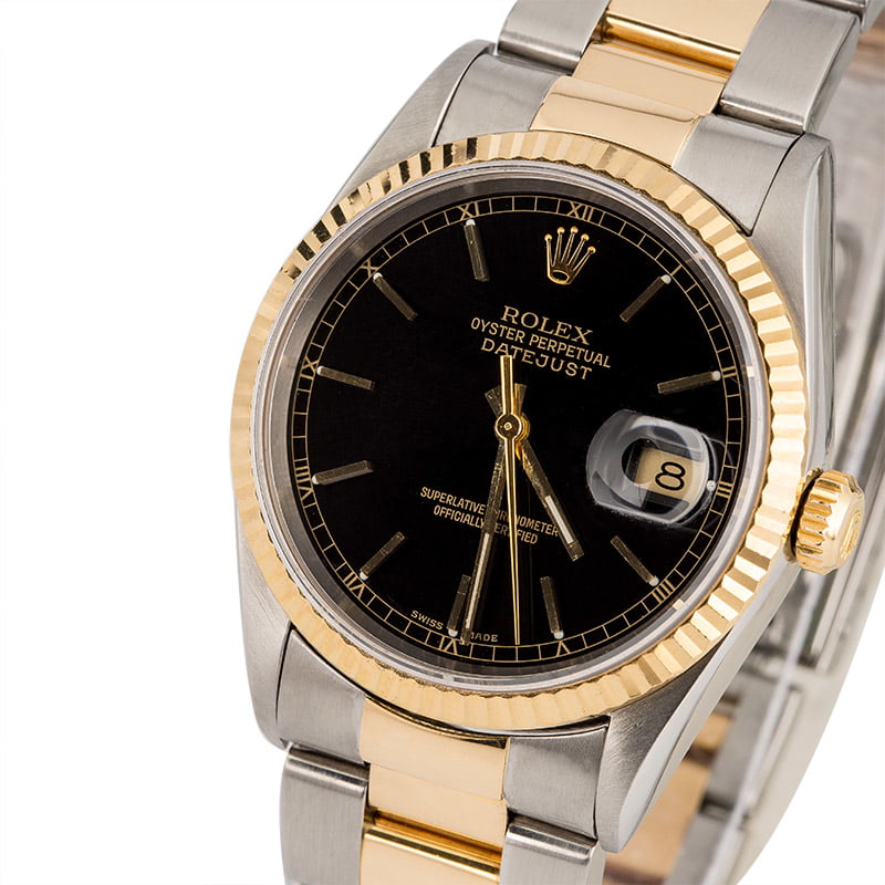 Rolex Datejust 16233 Black Dial with Two Tone Jubilee