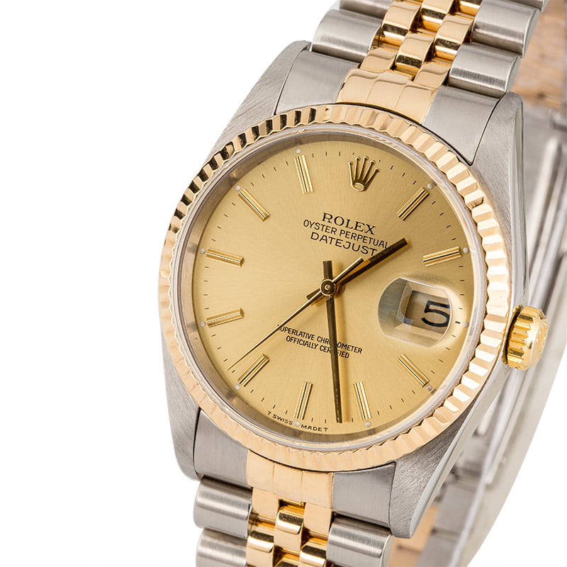 Used Rolex Datejust 16233 Champagne Tritium Dial