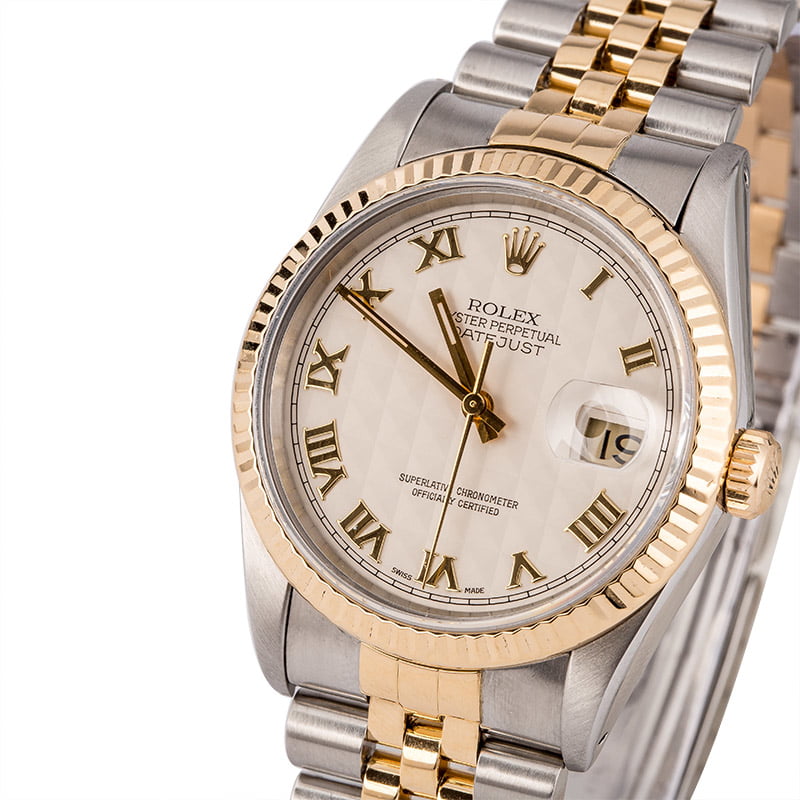 Pre-Owned Rolex Datejust 16233 Ivory Pyramid Roman Dial