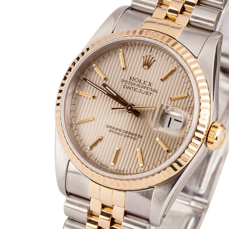 Used Rolex Datejust 16233 Silver Tapestry