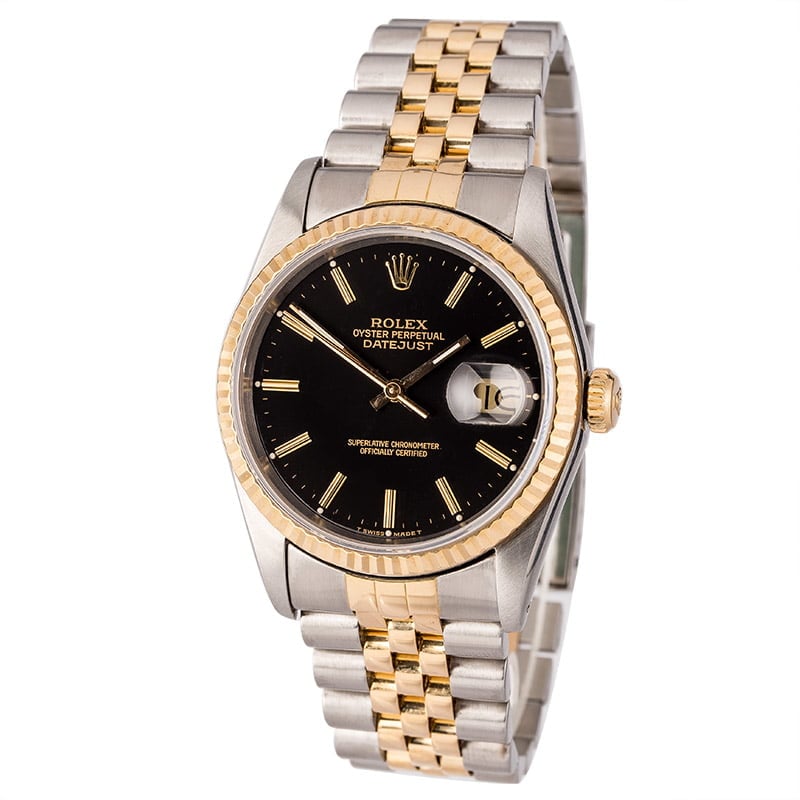 Datejust Rolex 16233 Black Dial Certified Pre Owned