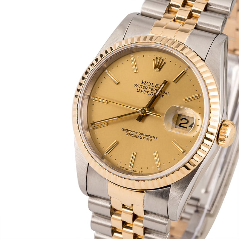 PreOwned Rolex Datejust 16233 Champagne Index Dial 36MM