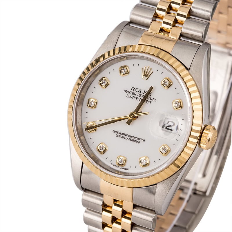 Pre Owned Rolex Datejust 16233 White Diamond Dial