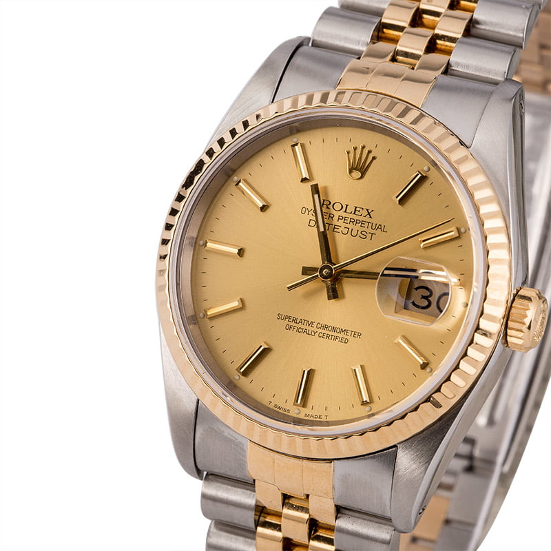 Used Rolex Datejust 16233 Champagne Dial Watch