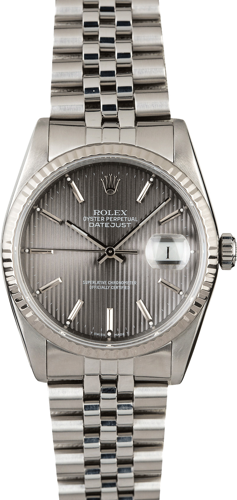 Steel Rolex Datejust 16234 Slate Tapestry Dial
