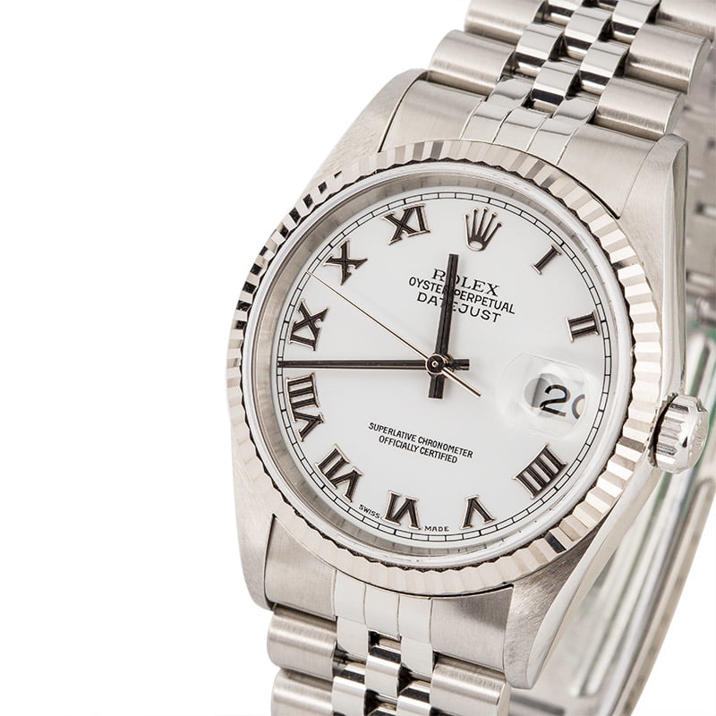 Pre Owned MRolex Datejust 16234 White Roman Dial