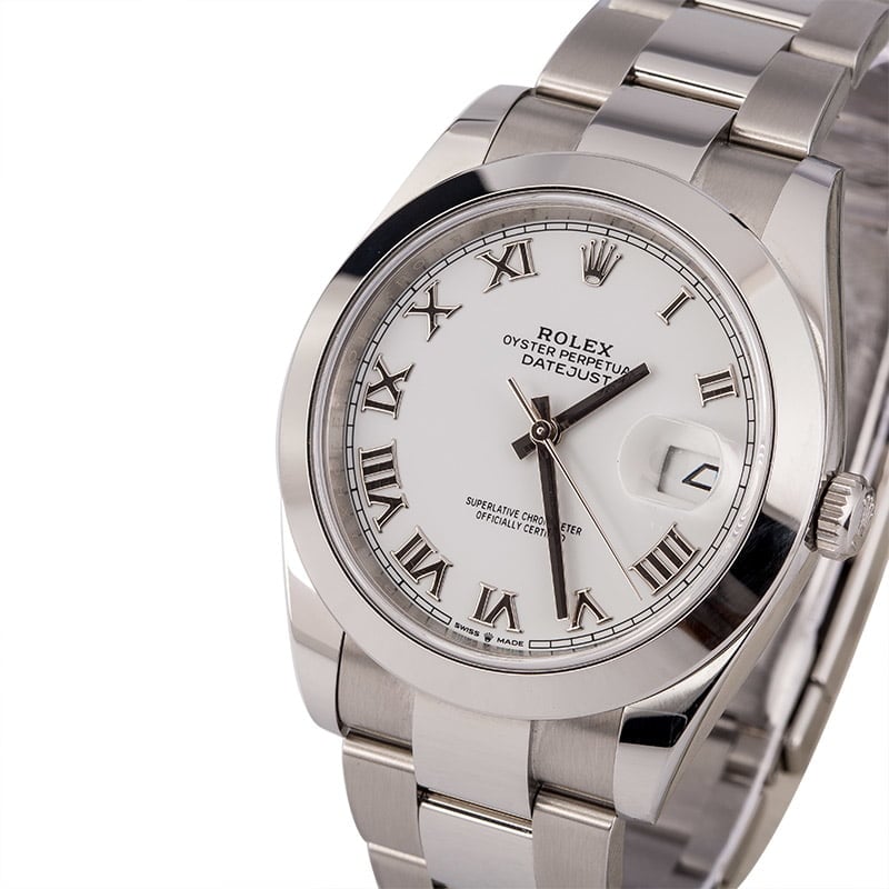 PreOwned Rolex Datejust 41 Ref 126300 White Roman Dial T