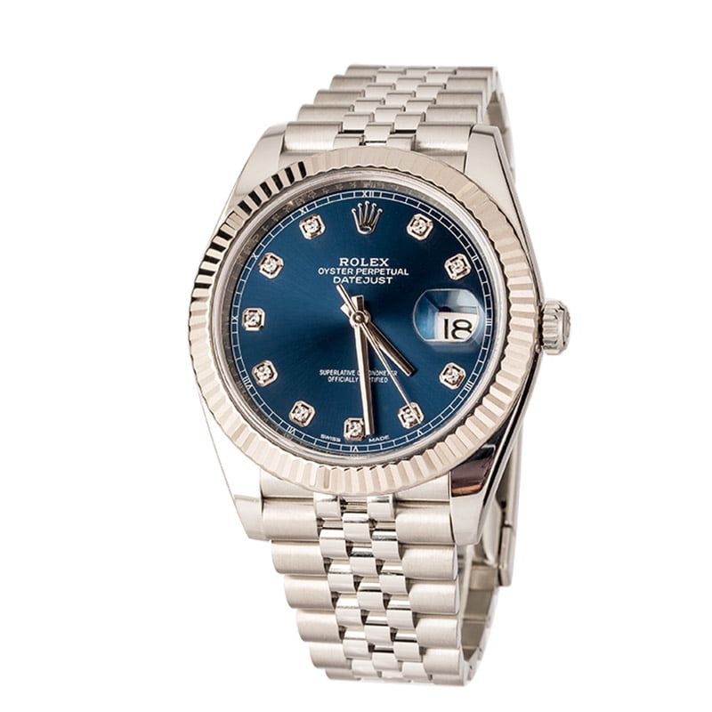 Rolex Steel Datejust 41 Ref 126334 Blue Diamond Dial