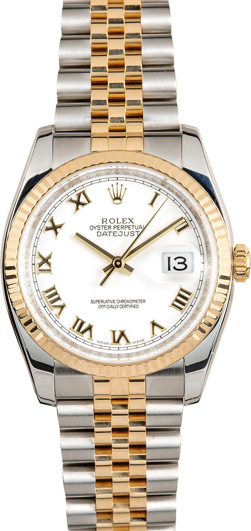 rolex datejust roman numerals two tone