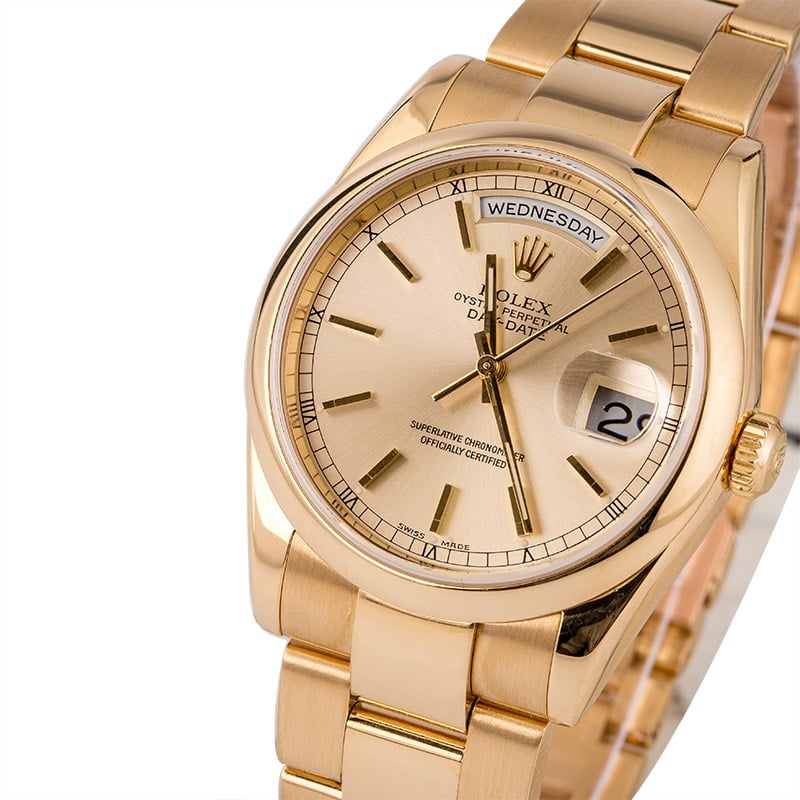 Pre-Owned Rolex Day-Date 118208 Champagne Index Dial T
