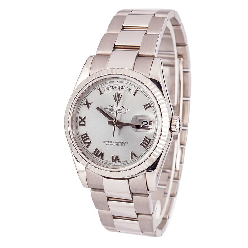 Used Rolex Day-Date 118209 Rhodium Dial 18k White Gold