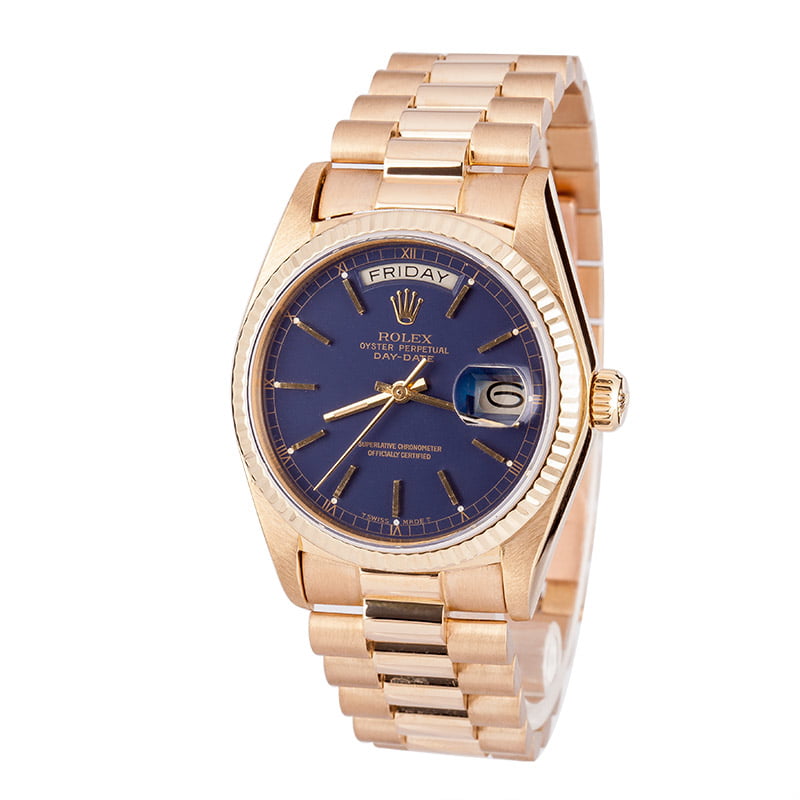 Used Rolex 18038 Day-Date 18K President Blue Dial