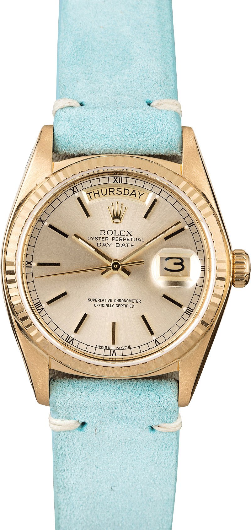 Rolex day date with leather strap hotsell