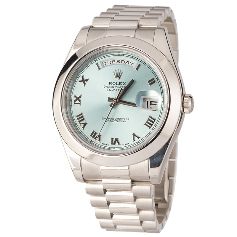 Rolex Platinum Day-Date II Ice Blue Dial 218206