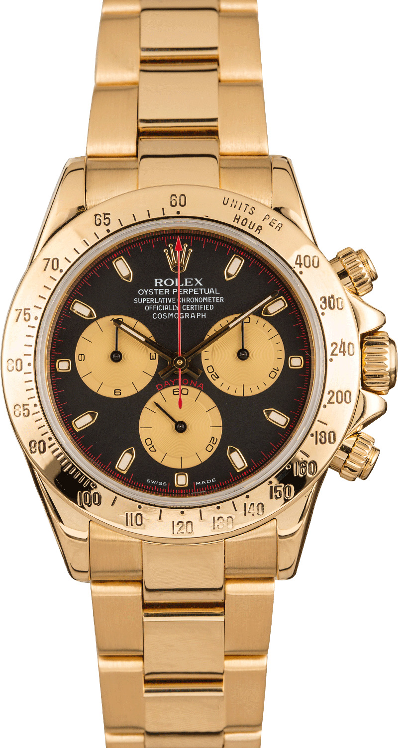 rolex daytona yellow gold black dial