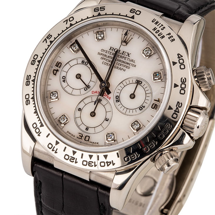 Used Rolex Daytona 16519 White Diamond Dial