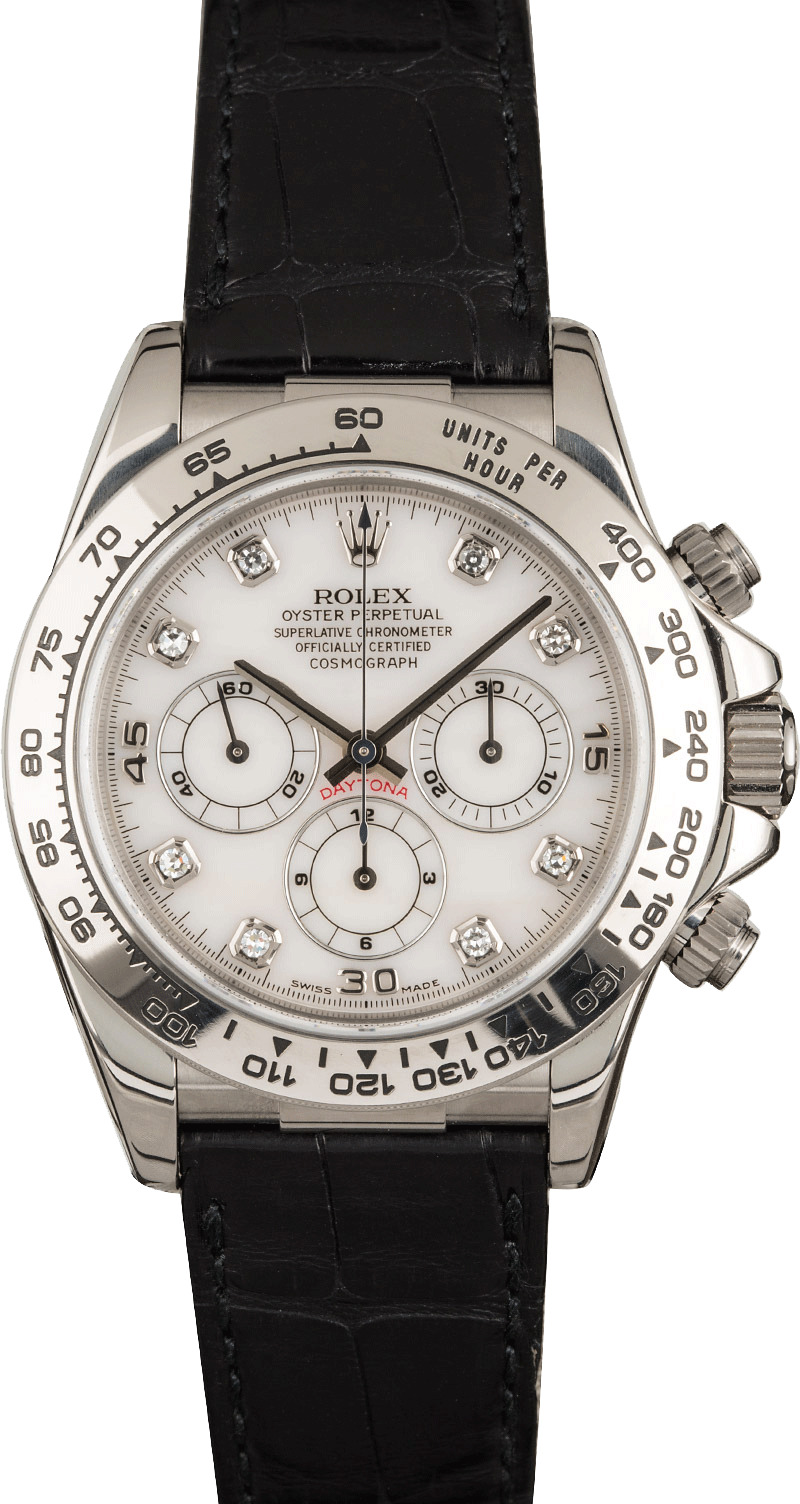 Used Rolex Daytona 16519 White Diamond Dial