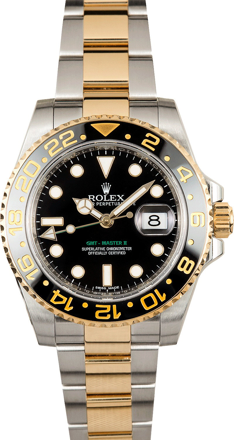 gmt master ii gold steel