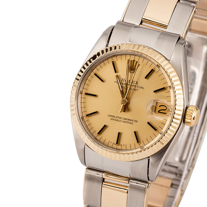Mid-Size Rolex Datejust 6827 Champagne Index Dial