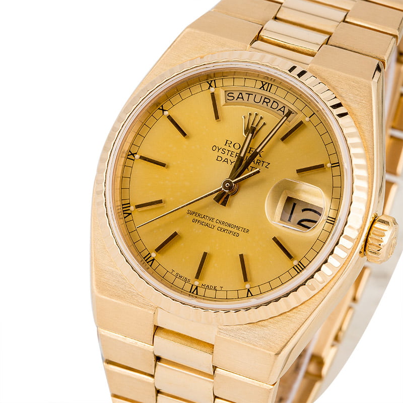 Rolex OysterQuartz Day-Date 19018 Champagne Index Dial