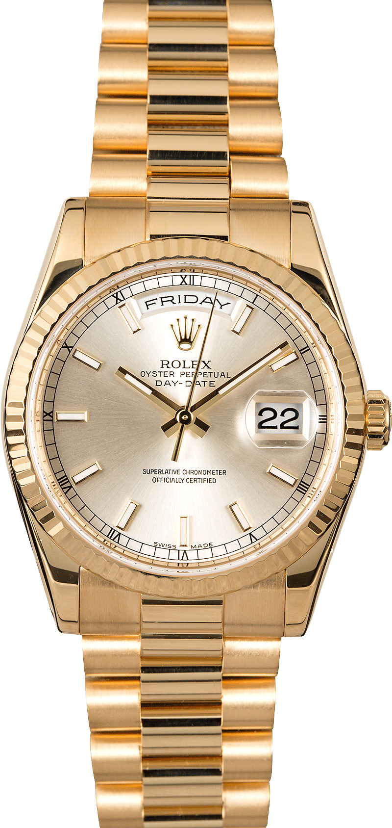 Rolex President 118238 Silver Luminescent Dial