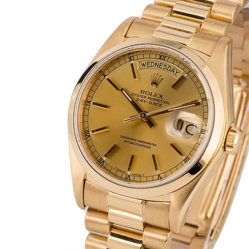 Rolex President 18028 Champagne Index Dial