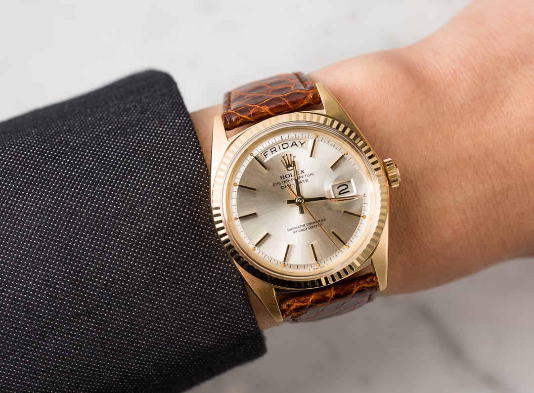 brown leather rolex