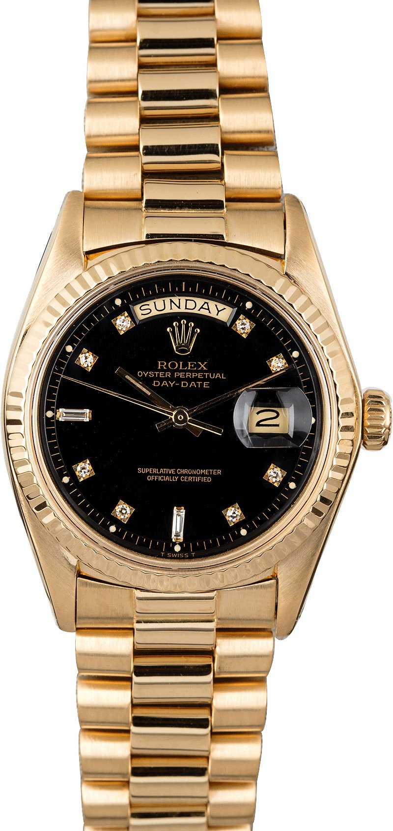 rolex president gold black dial