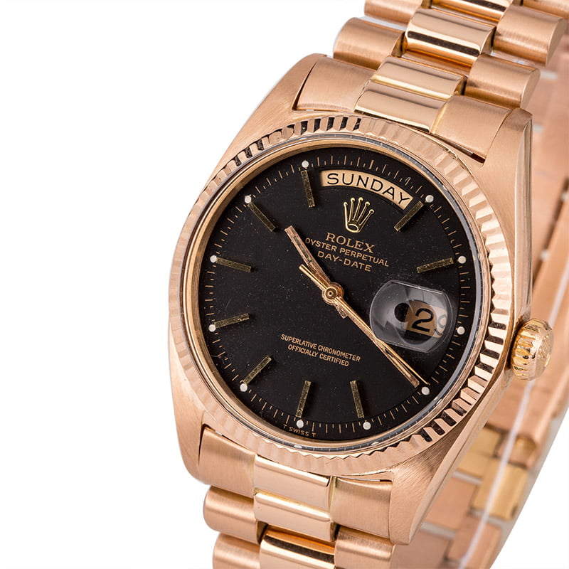 PreOwned Rolex President Rose Gold 1803 Black Dial