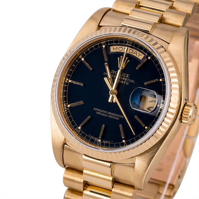 Pre-Owned Rolex Day-Date 18038 Blue Dial
