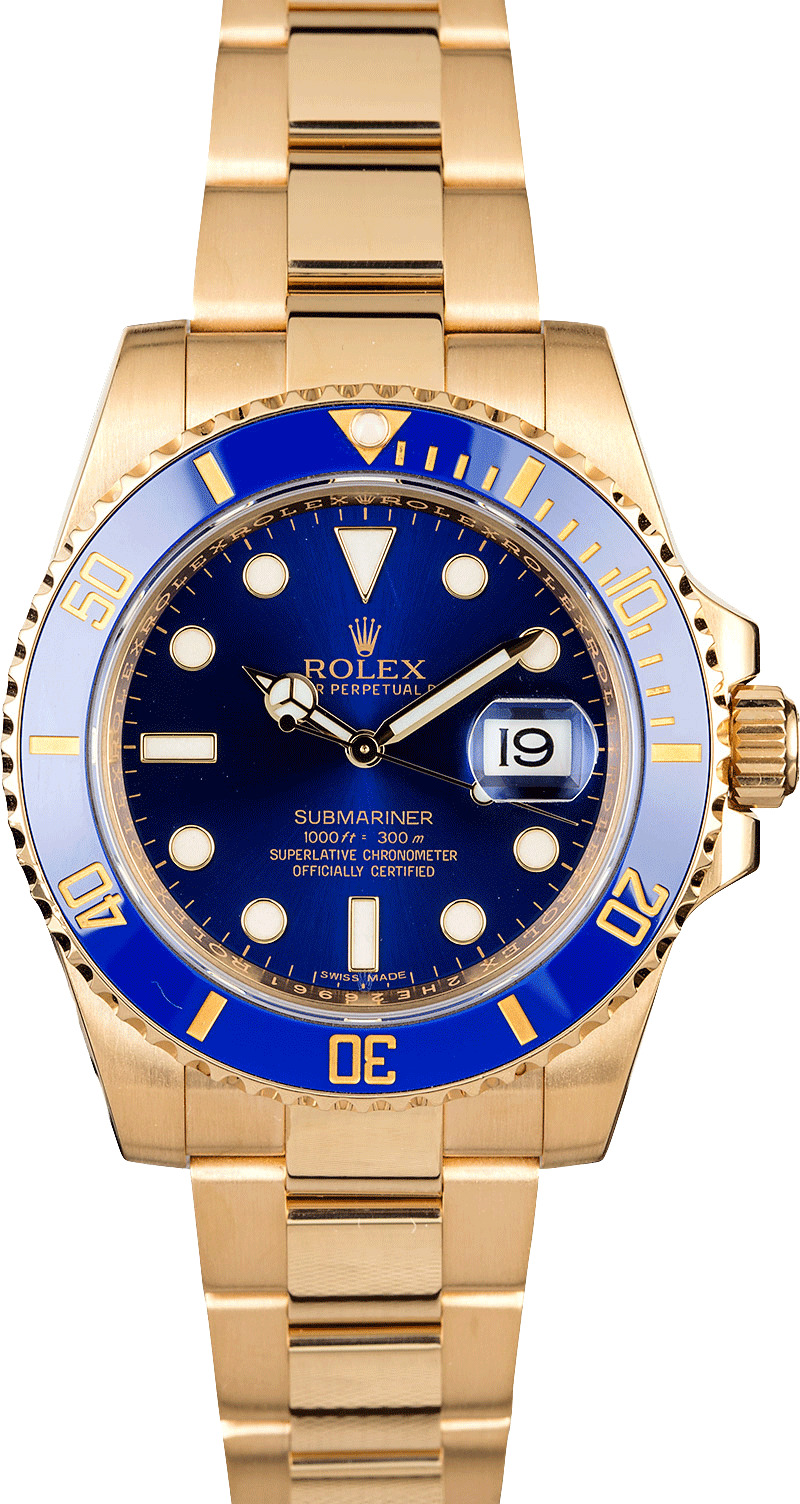 Rolex Yellow Gold Submariner 116618 Blue Dial