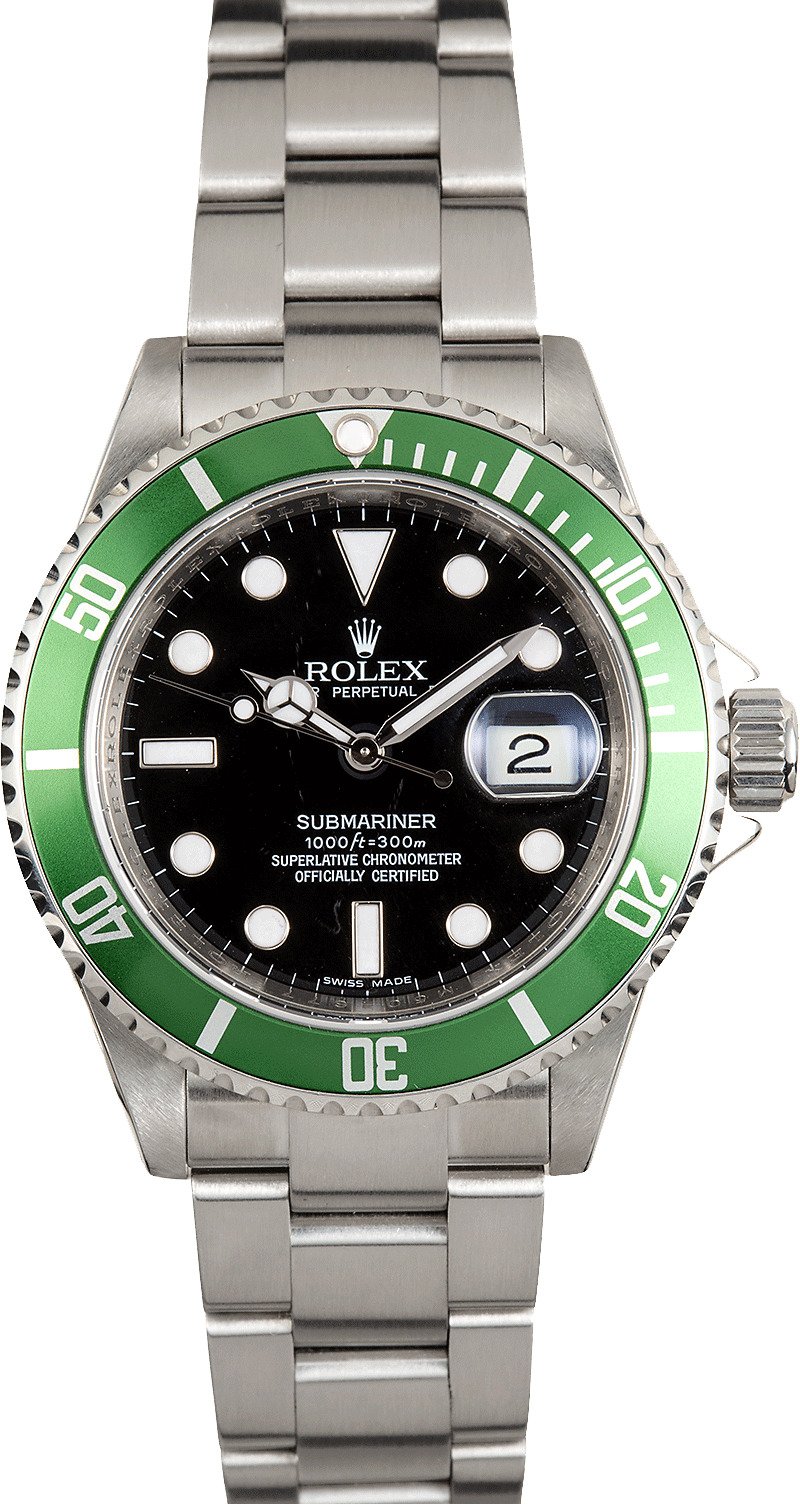 rolex green and silver