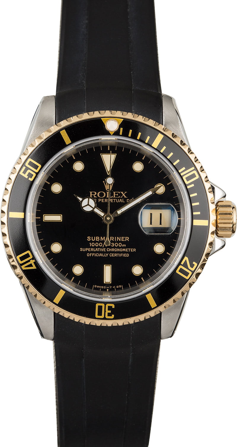 Rolex Submariner 16613 Black Rubber Strap