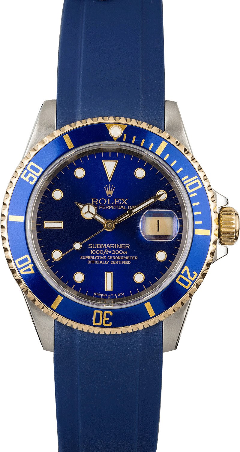 Rolex Two Tone Submariner 16613 Blue 