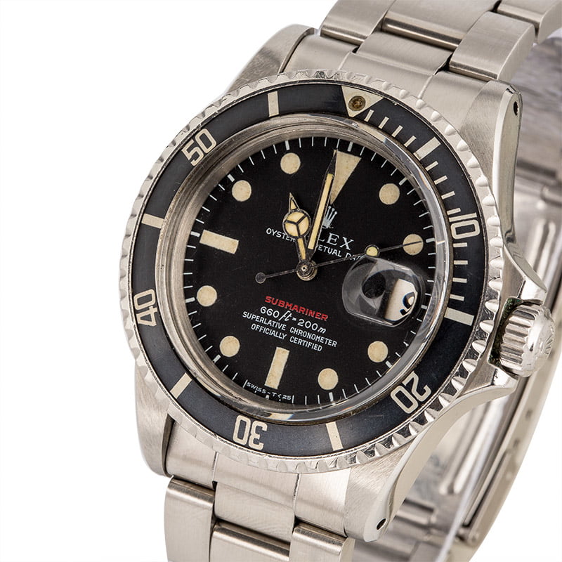 Vintage 1972 Rolex Red Submariner 1680 Black Matte Dial