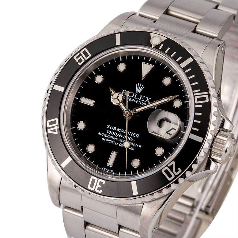 Pre Owned Rolex Submariner 168000 Black Dial T