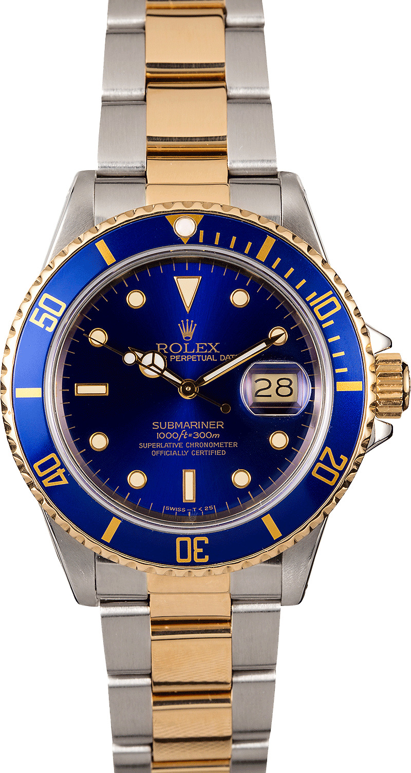 rolex submariner blue dial two tone