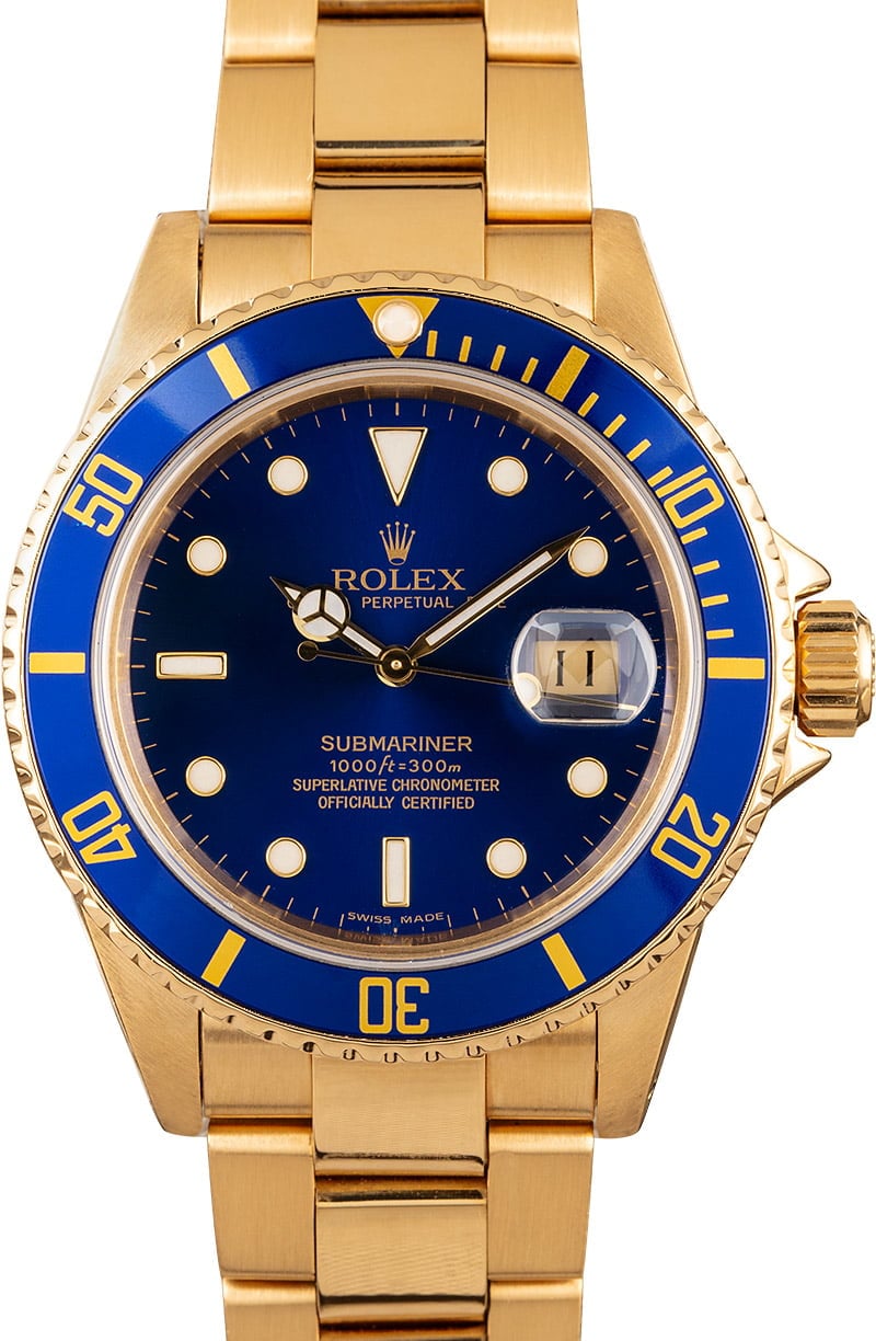rolex blue and gold submariner