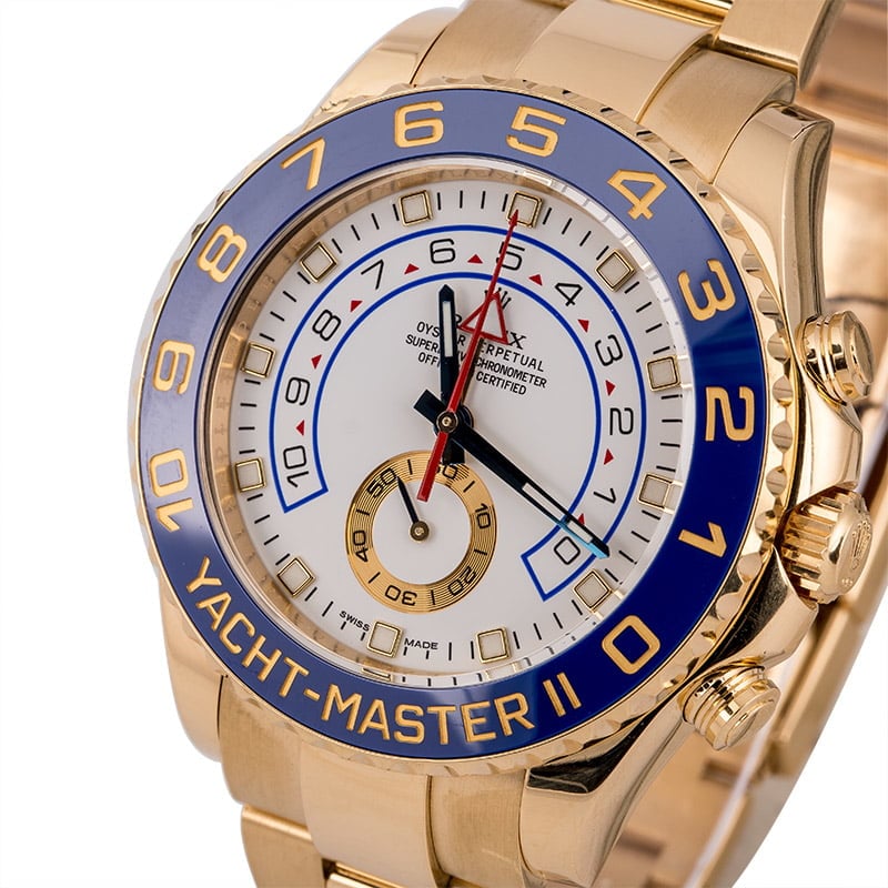 Pre-Owned Rolex Yacht-Master II Ref 116688 Yellow Gold White Dial