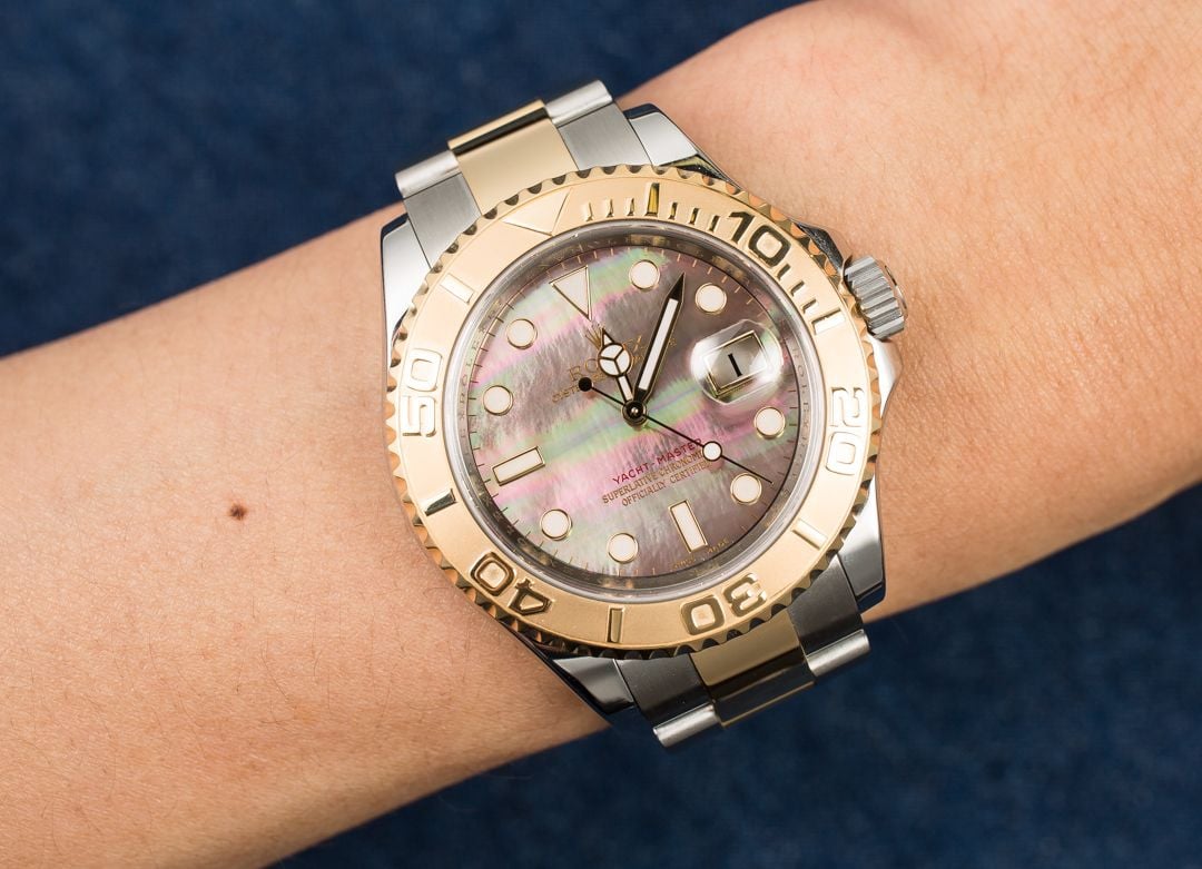 rolex yacht master black mother of pearl